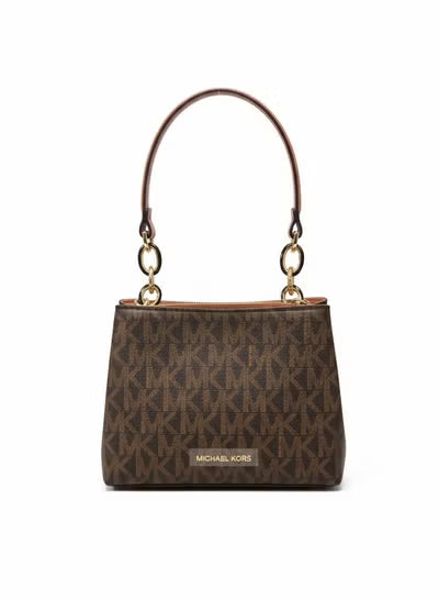 Michael Kors Women's Monogram Tote Bag with Chain Handles and Detachable Shoulder Strap - Brown/Camel #0059