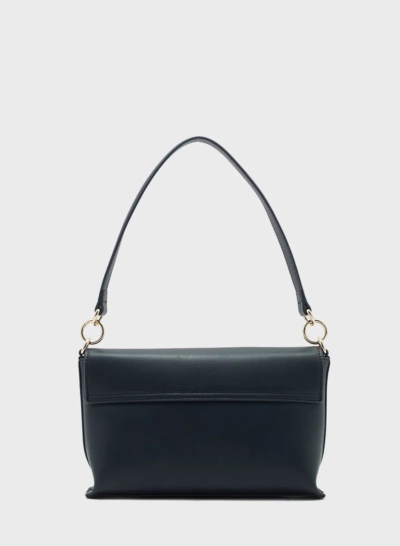 Tommy Hilfiger Women's Flap Handbag with Top Handle & Adjustable Crossbody Strap – Navy#84
