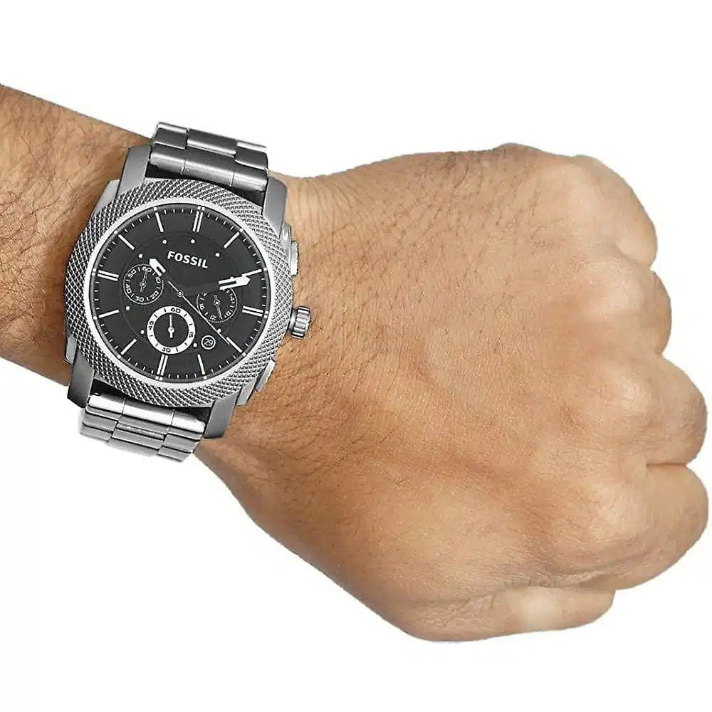 Men’s Stainless Steel Watch – Fossil Machine FS4776 | 45mm Black Dial