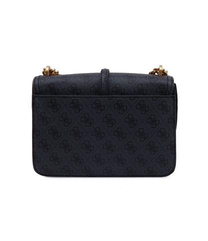 GUESS G James Logo Convertible Crossbody Bag – Black Quilted Faux Leather with Chain Strap
