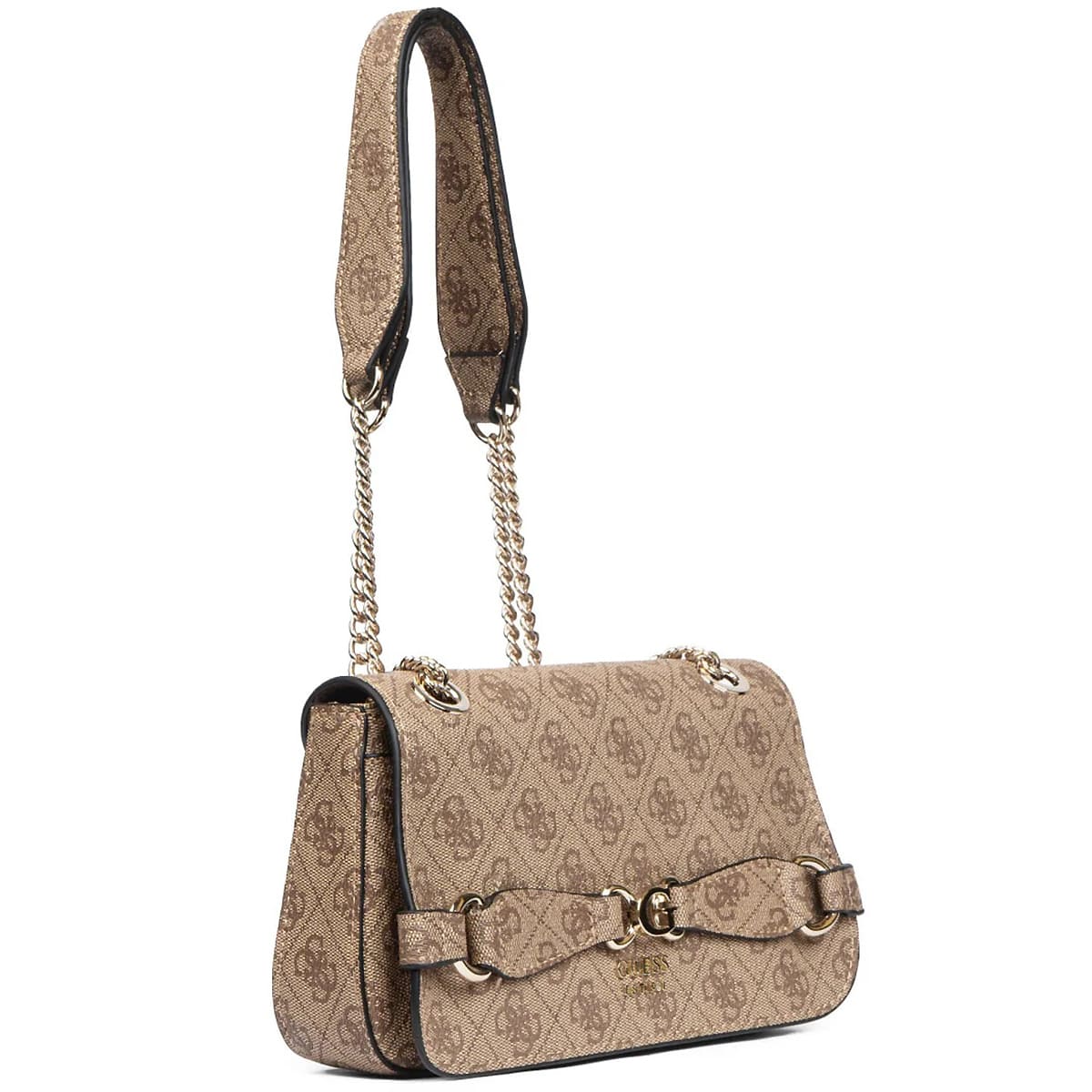GUESS Beige Women Shoulder Bag – Elegant Printed Leather Envelope Flap Bag#197