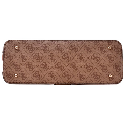 GUESS Kerima Bamboo Top Handle Flap Handbag – Neutral Canvas with 4G Logo