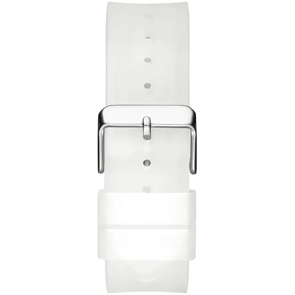 Guess Phoenix Men’s Watch GW0203G1 – 43mm Silver Dial with Transparent Silicone Strap