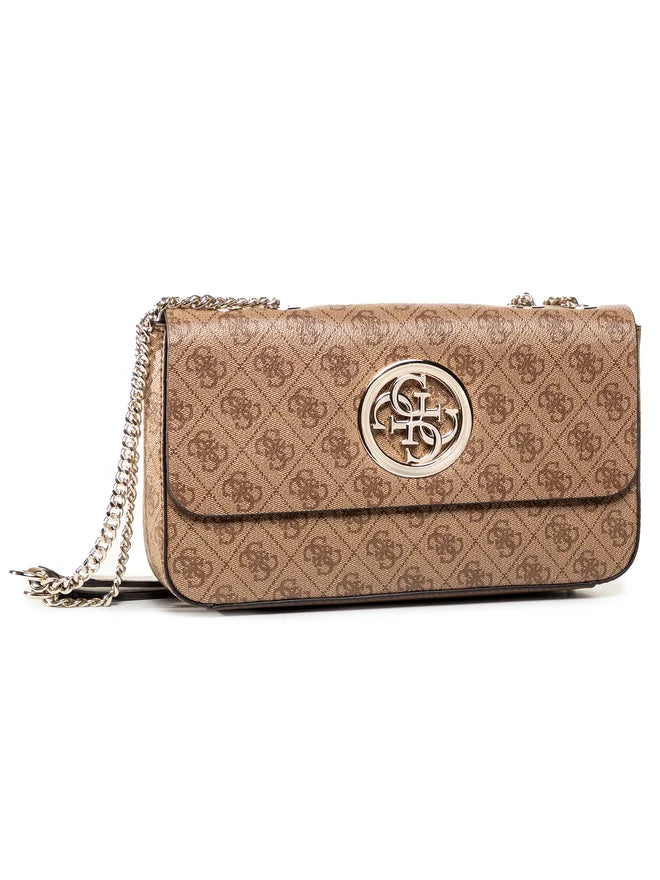 Guess Light Brown Monogram Bag For Women #139