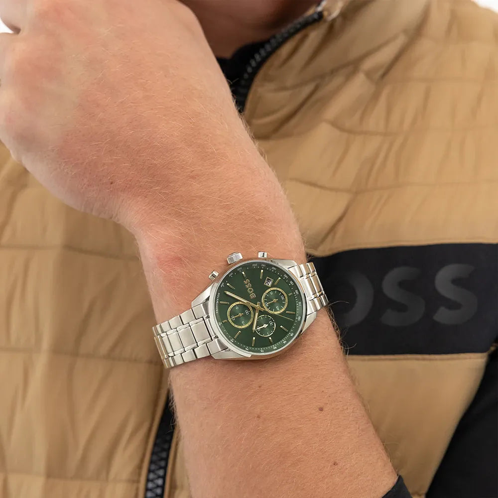 BOSS Grand Prix Men's Chronograph Green Dial Stainless Steel Watch 1514266