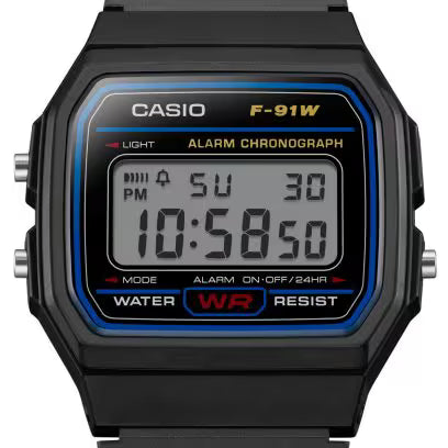 CASIO F-91W-1DG Unisex Digital Sports Watch – Resin Band, LED Light