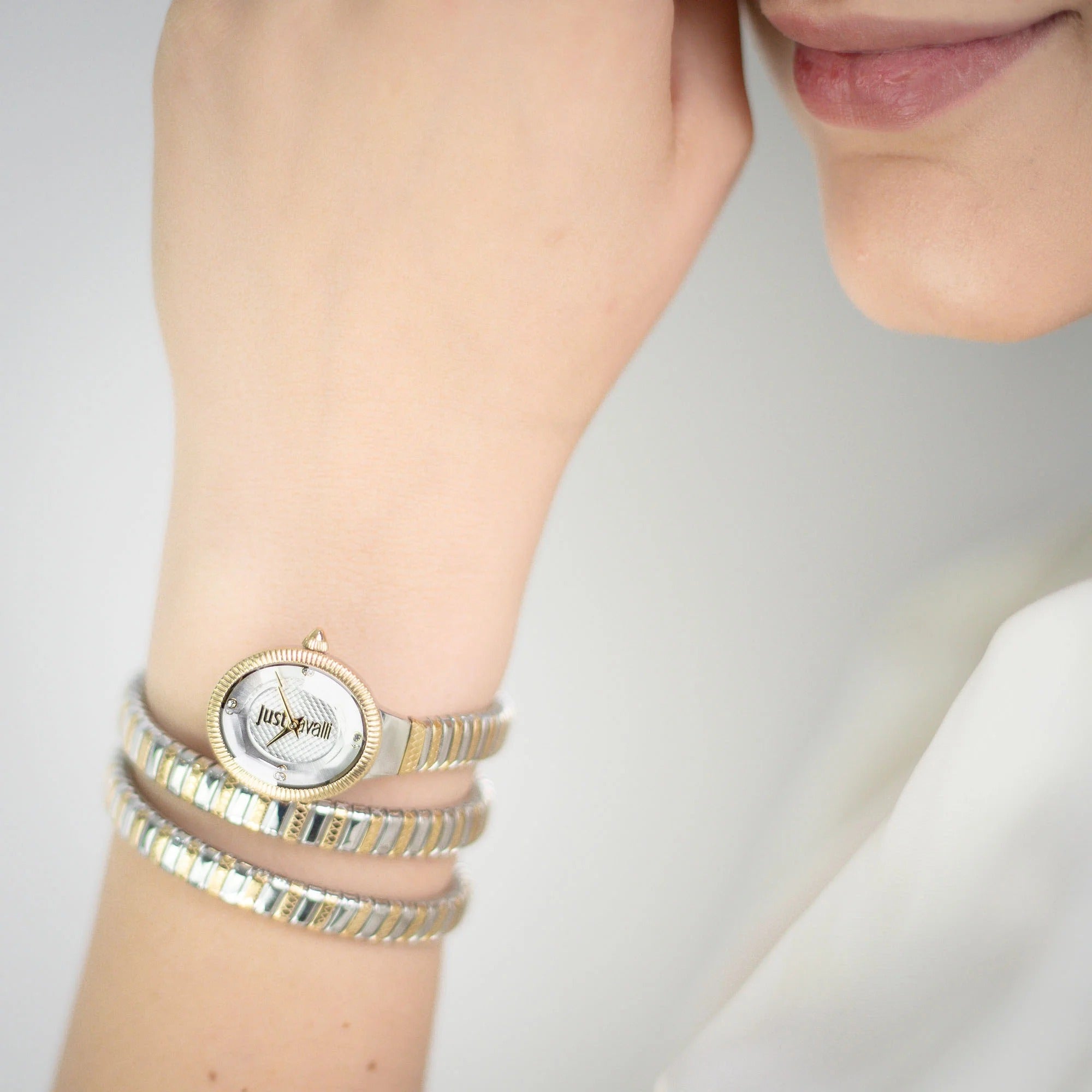 Just Cavalli Signature Snake After Party Two Tones YG Silver Women's Watch (Model JC1L269M0055)