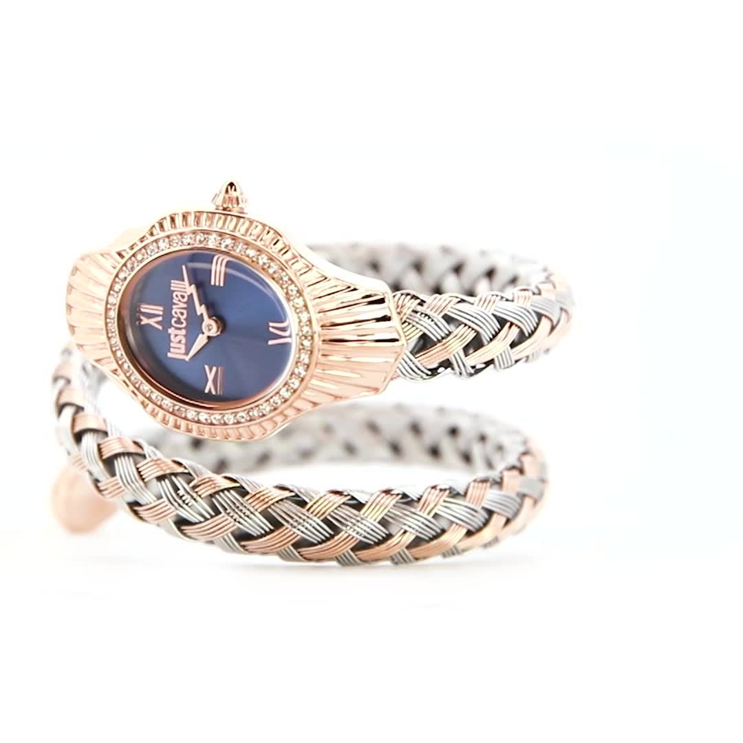 Just Cavalli Signature Snake Twined Two-Tones RG Blue Women's Watch (Model JC1L305M0065)