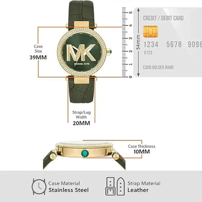 Michael Kors Parker Women’s Watch – Green Dial & Green Leather Strap Model MK4724