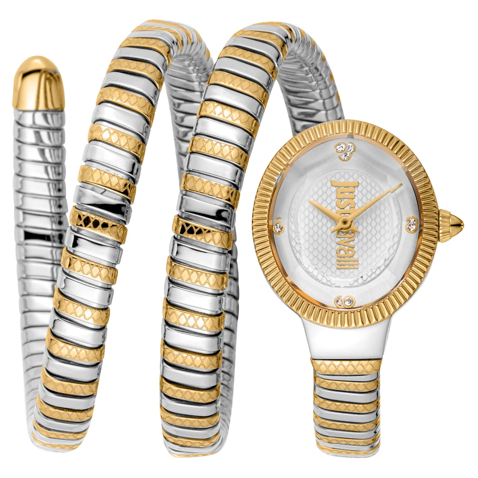 Just Cavalli Signature Snake After Party Two Tones YG Silver Women's Watch (Model JC1L269M0055)