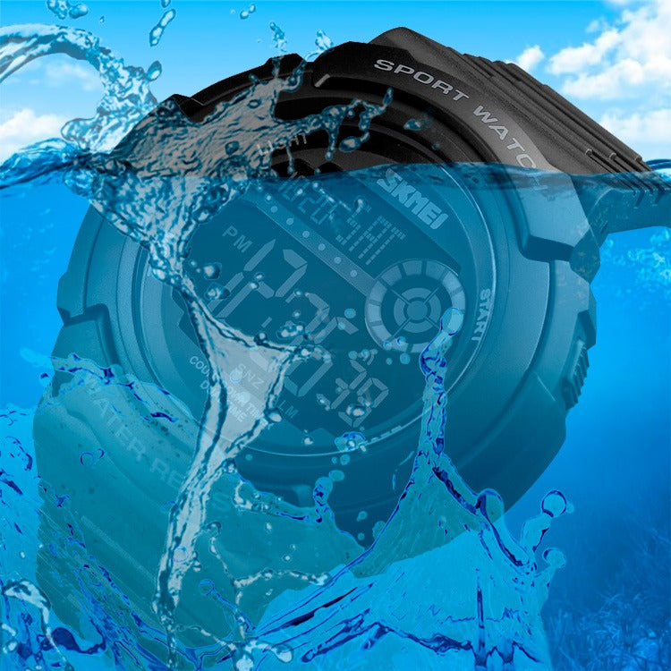 SKMEI 1367 Men's Sports Digital Watch – Black with Red Accent