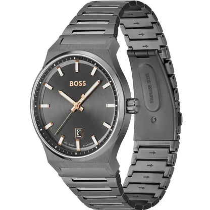 Hugo Boss Candor Men's Watch – Grey Dial with Stainless Steel Bracelet (Model 1514078)