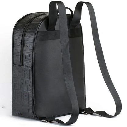 Fendi Men’s Black Leather Laptop Backpack – Elegant & Functional Design