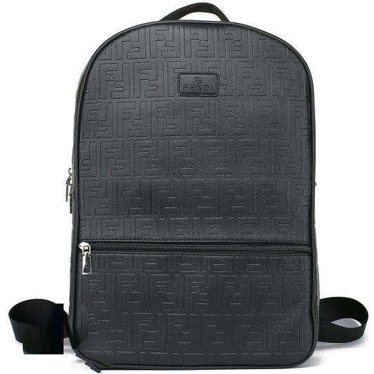 Fendi Men’s Black Leather Laptop Backpack – Elegant & Functional Design