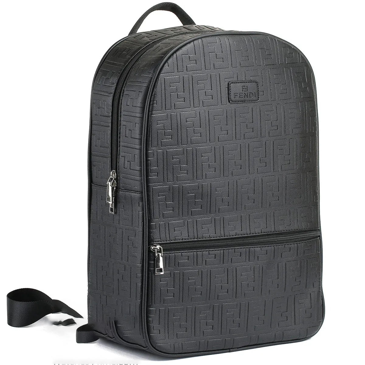 Fendi Men’s Black Leather Laptop Backpack – Elegant & Functional Design