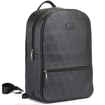 Fendi Men’s Black Leather Laptop Backpack – Elegant & Functional Design