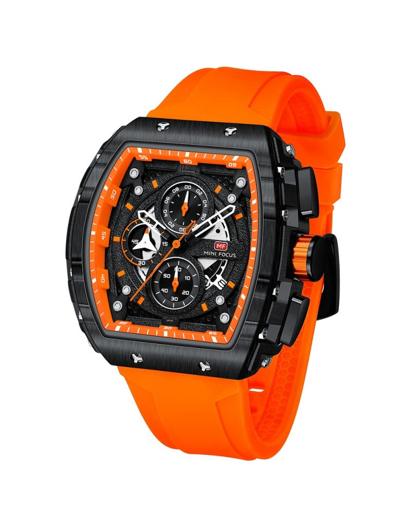Mini Focus MF0399G.01 Men's Watch – Orange Case & Strap with Black Dial