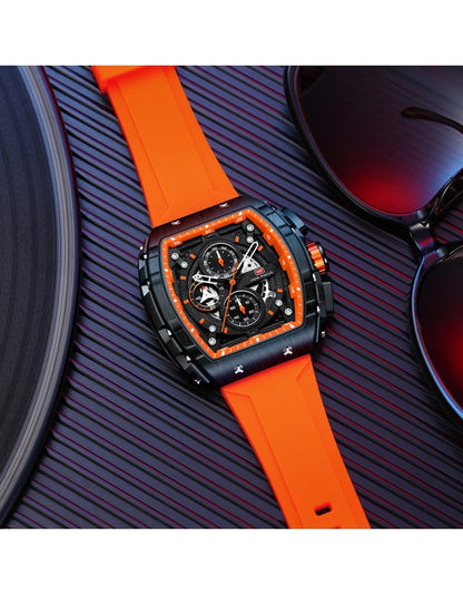 Mini Focus MF0399G.01 Men's Watch – Orange Case & Strap with Black Dial
