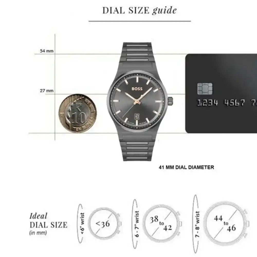 Hugo Boss Candor Men's Watch – Grey Dial with Stainless Steel Bracelet (Model 1514078)