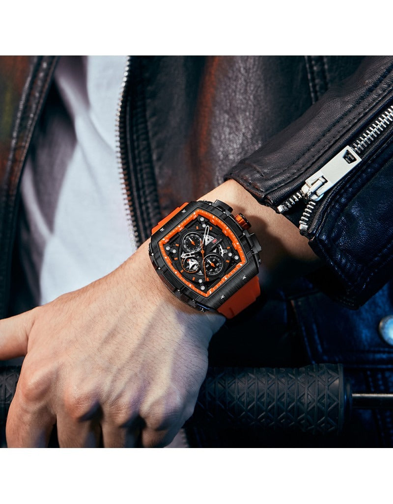 Mini Focus MF0399G.01 Men's Watch – Orange Case & Strap with Black Dial