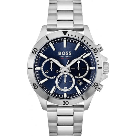 Hugo Boss Men’s Watch – Model 1514069 | Elegant Silver Stainless Steel with Blue Dial