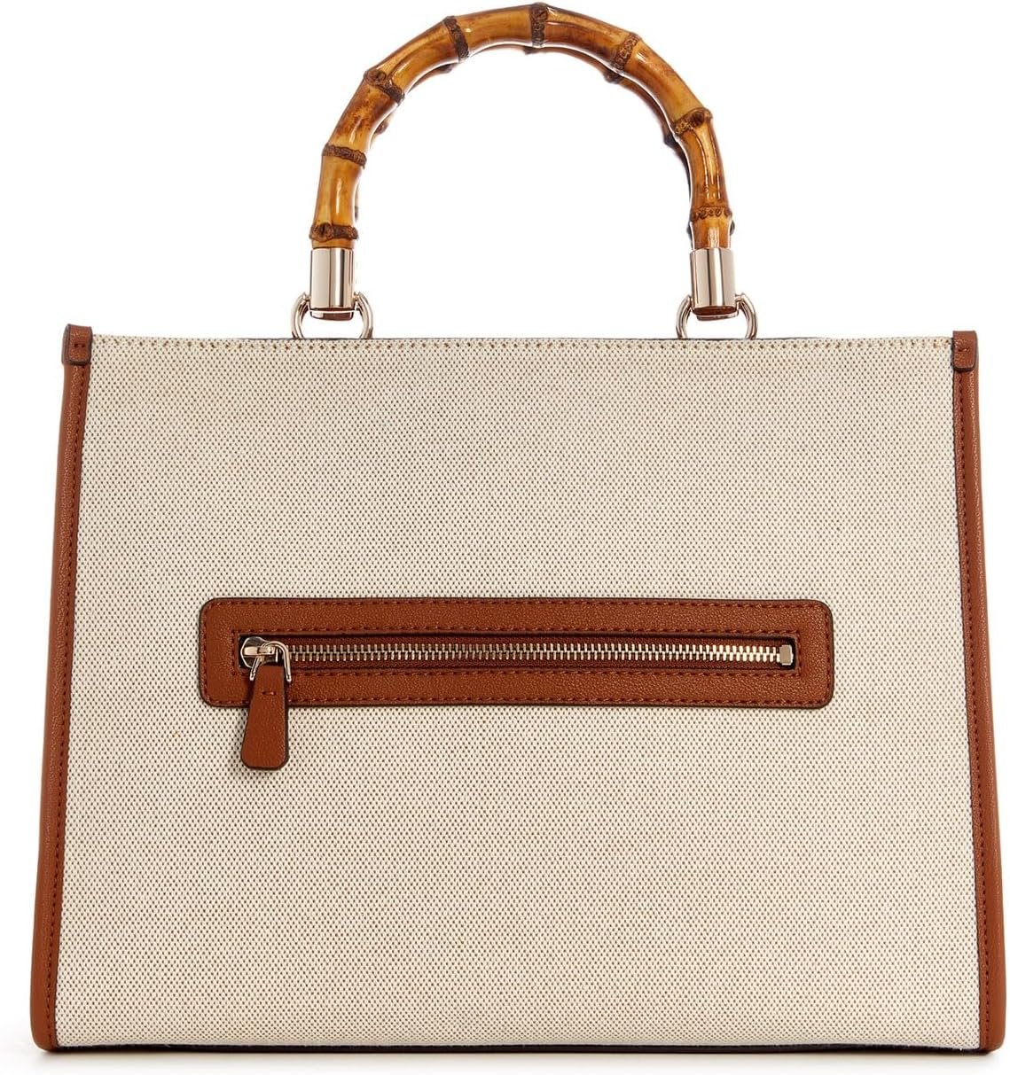 GUESS Kerima Bamboo 2 Compartment Tote – Natural/Milk Logo