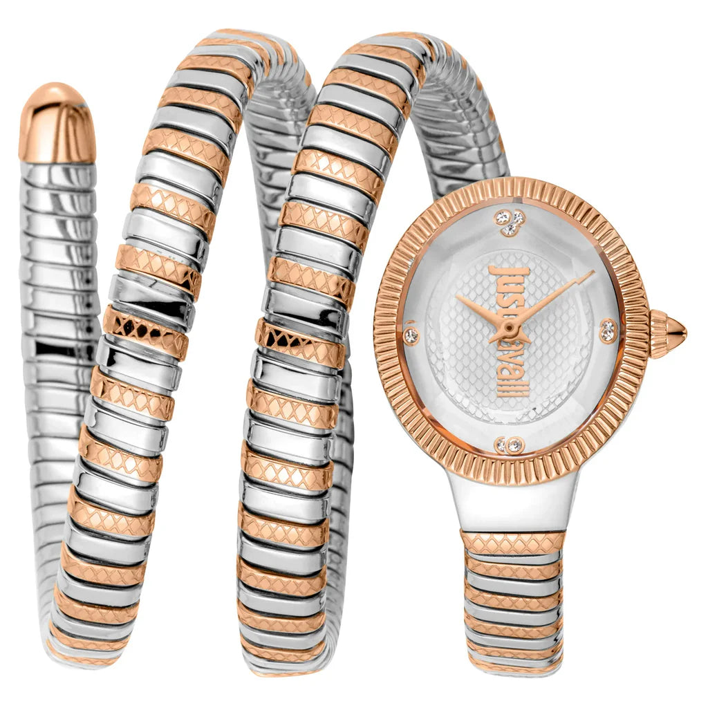 Just Cavalli After Party Women’s Watch JC1L269M0065 – Silver Dial, Rose Gold Stainless Steel Bracelet, Luxury Fashion Watch