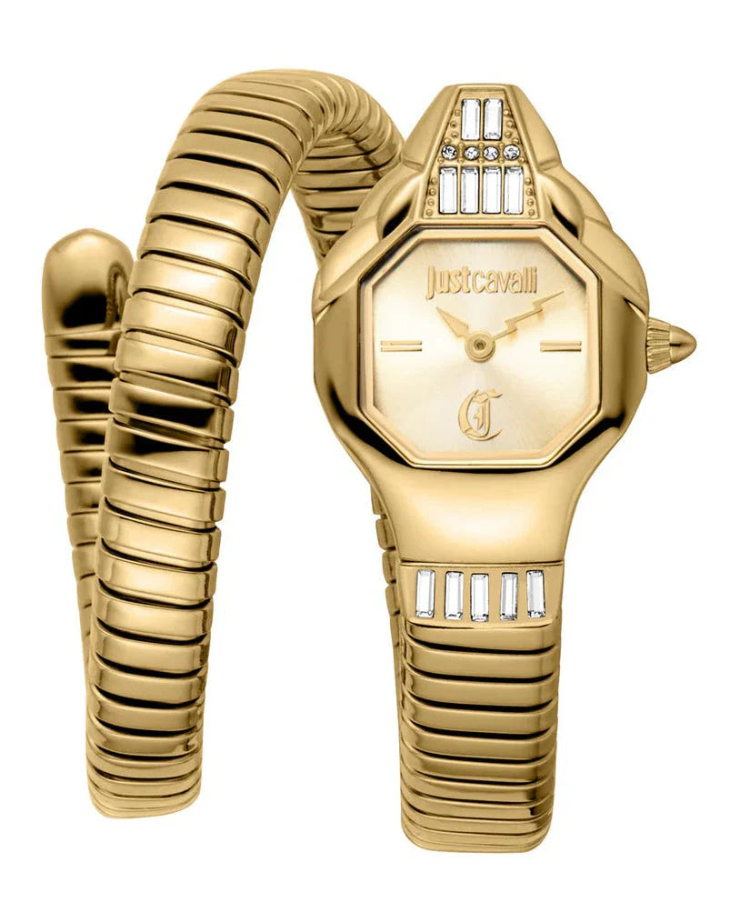 Just Cavalli Brillante Women’s Watch JC1L326M0025 – Gold Dial, Gold Stainless Steel Strap, Luxury Fashion Watch