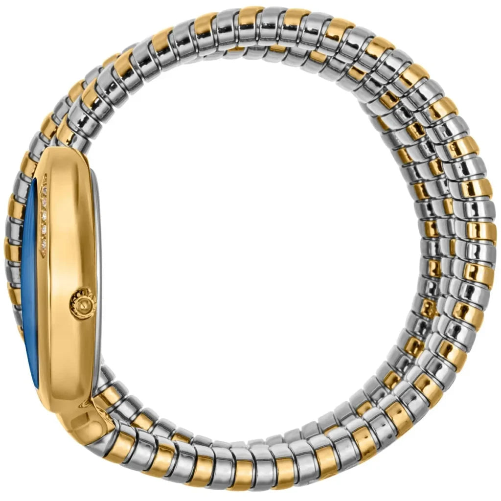 Just Cavalli Women’s JC1L228M0075 Quartz Watch – Signature Snake Design, Blue Dial & Two-Tone Stainless Steel Bracelet