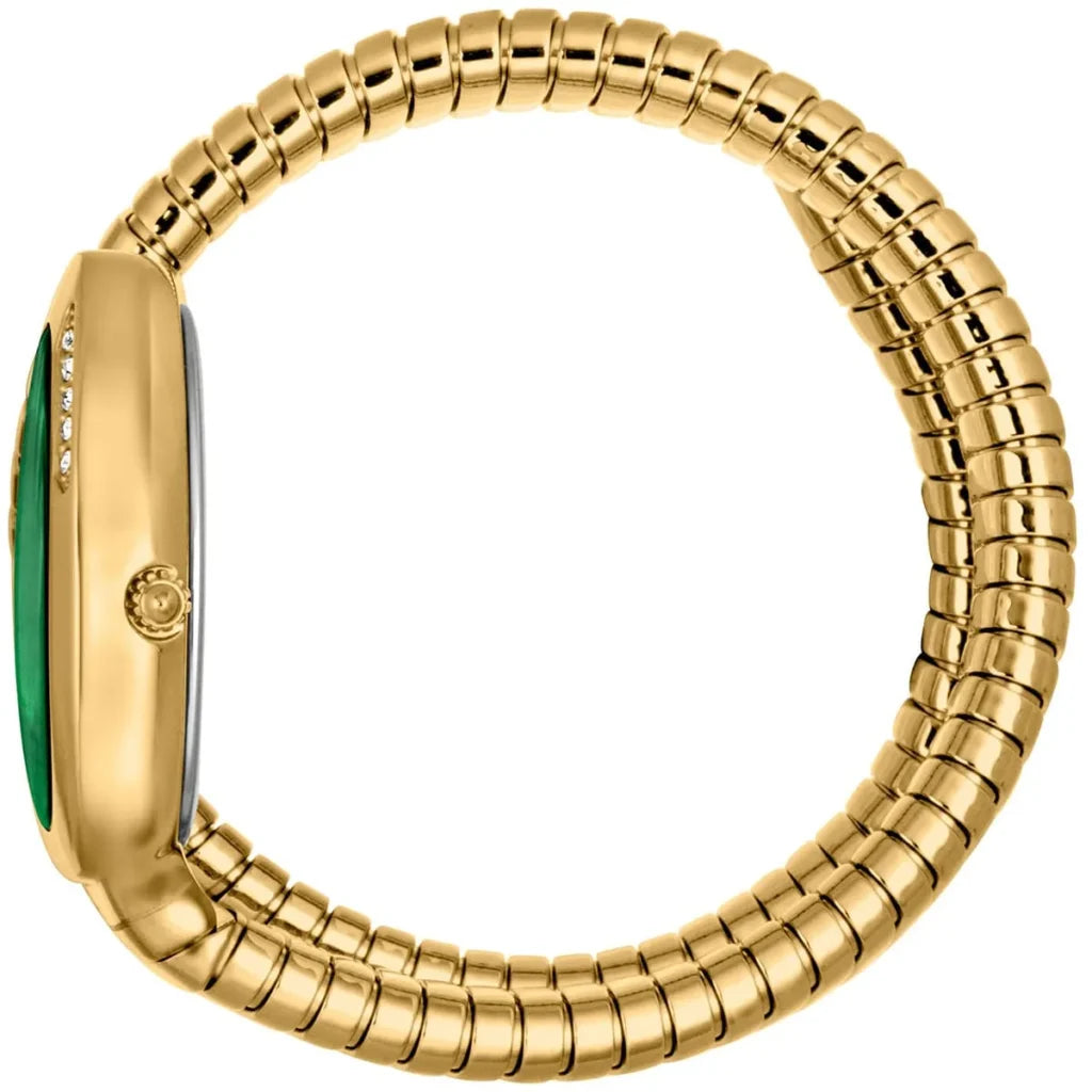 Just Cavalli JC1L229M0035 Women’s Signature Snake Watch – Gold Stainless Steel Bracelet with Green Dial, 22mm Luxury Quartz Timepiece