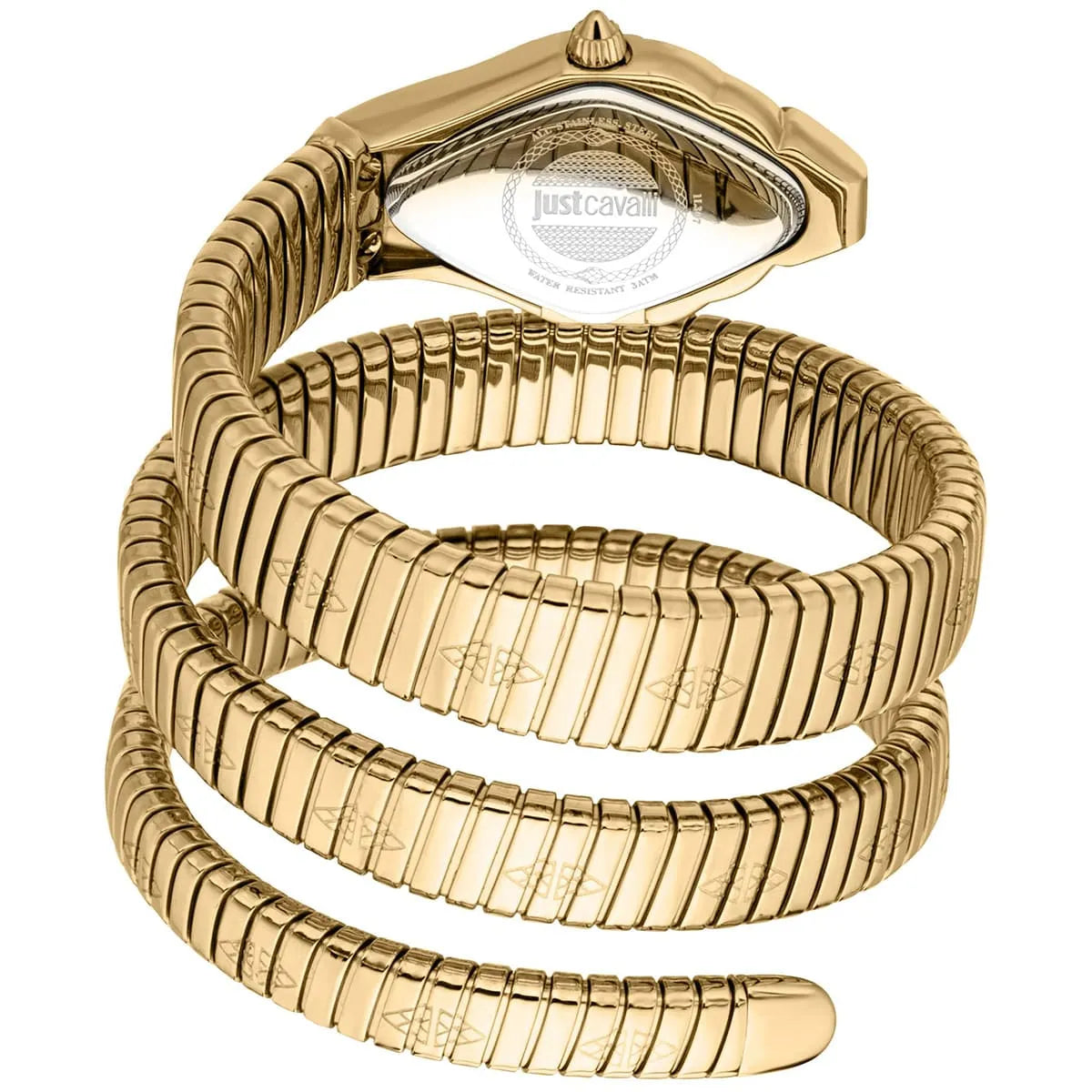 Just Cavalli JC1L307M0035 Women’s Cristallo Watch – Gold Stainless Steel Bracelet with Green Dial, Rhombus Case, Luxury Quartz Timepiece