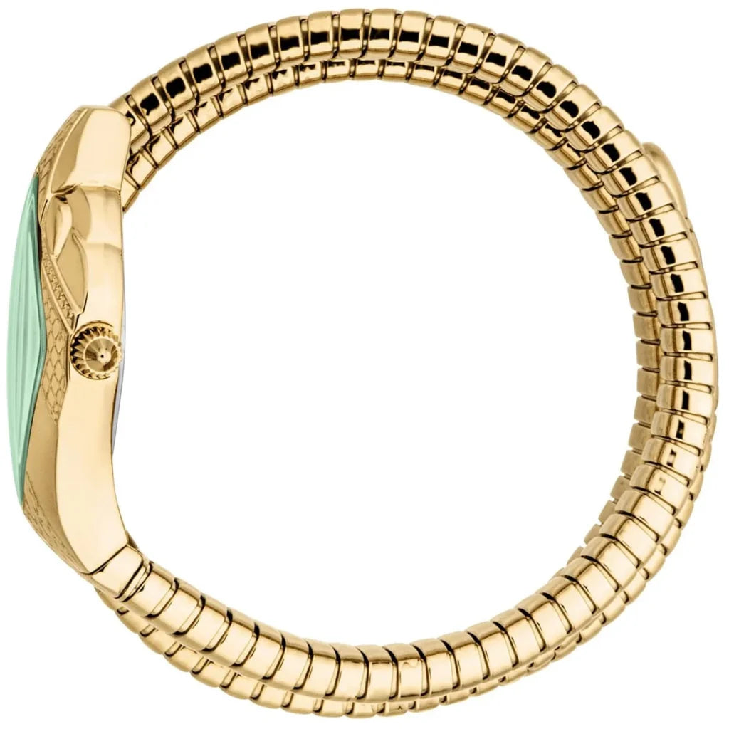 Just Cavalli JC1L307M0035 Women’s Cristallo Watch – Gold Stainless Steel Bracelet with Green Dial, Rhombus Case, Luxury Quartz Timepiece