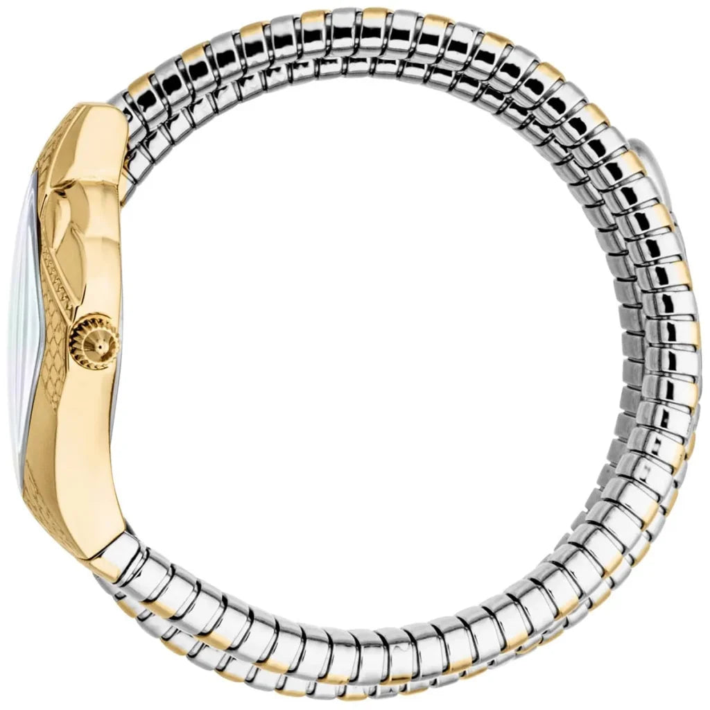 Just Cavalli JC1L307M0055 Women’s Cristallo Watch – Two-Tone Stainless Steel Bracelet with White Dial, Rhombus Luxury Quartz Timepiece