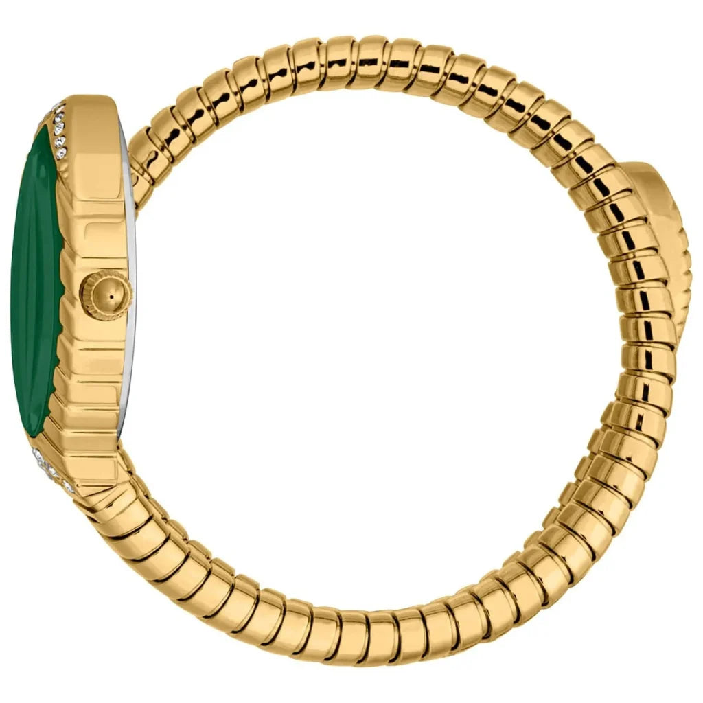 Just Cavalli JC1L322M0035 Women’s Signature Snake Watch – Gold Stainless Steel with Green Dial, 32mm Luxury Quartz Timepiece