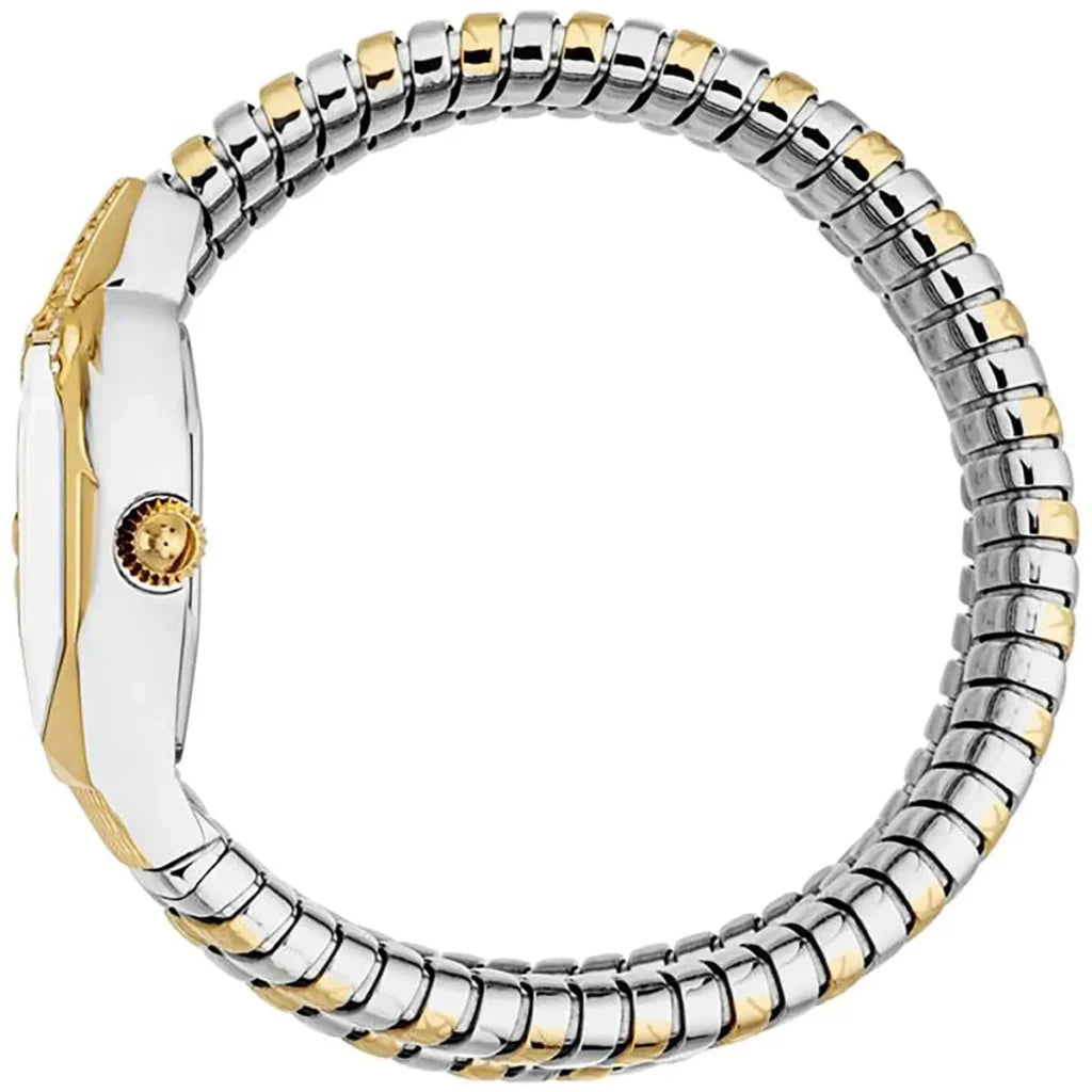Just Cavalli JC1L370M0055 Women’s Signature Snake Watch – Two-Tone Stainless Steel Bracelet with Silver Dial, Round Luxury Quartz Timepiece