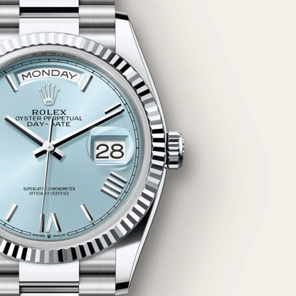 Rolex Day-Date Watch For Men - Ice Blue Dial