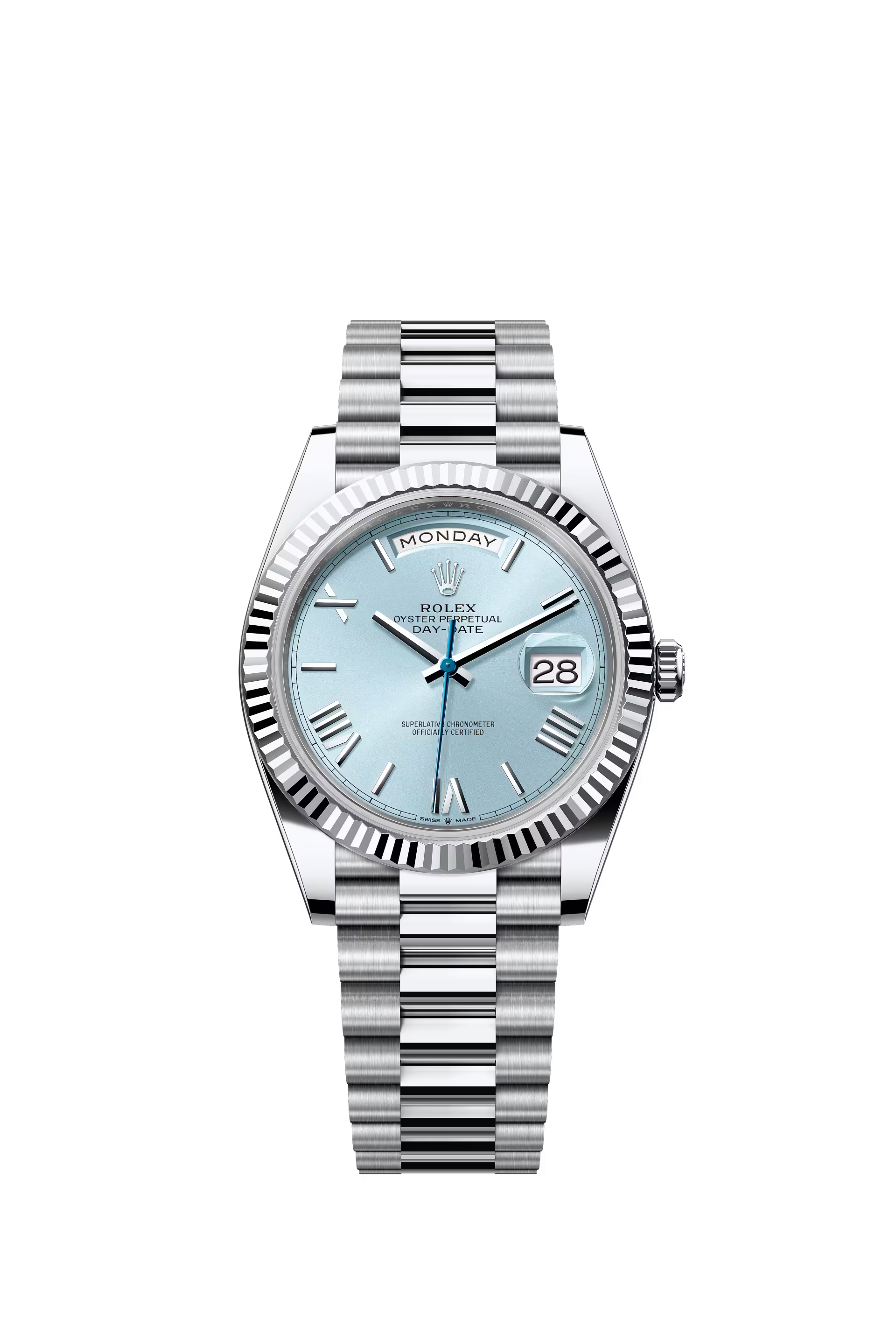 Rolex Day-Date Watch For Men - Ice Blue Dial