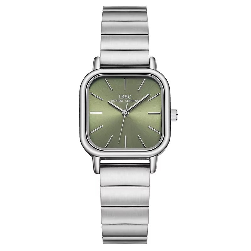 IBSO S1206G Women's Quartz Watch – Green Dial with Silver Stainless Steel Bracelet