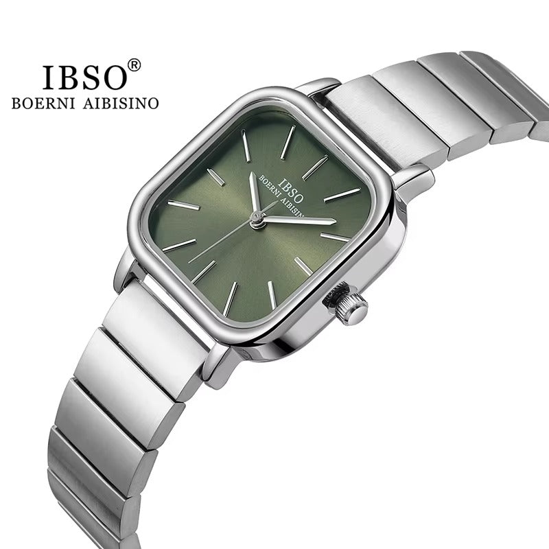 IBSO S1206G Women's Quartz Watch – Green Dial with Silver Stainless Steel Bracelet