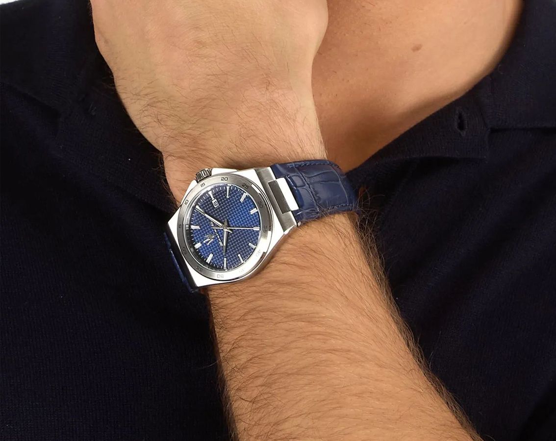 Maserati Velocita Men's Watch R8851153002, Blue Dial, Leather Strap