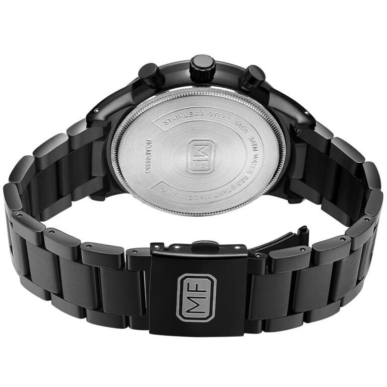 Mini Focus MF0188G-01 Men’s Black Stainless Steel Analog Watch – 38mm Quartz Timepiece with Date Display