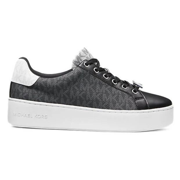 Michael Kors Women’s Monogram Logo Trainer – Grey Platform Sneakers, Size 10 MK-SHOES-015
