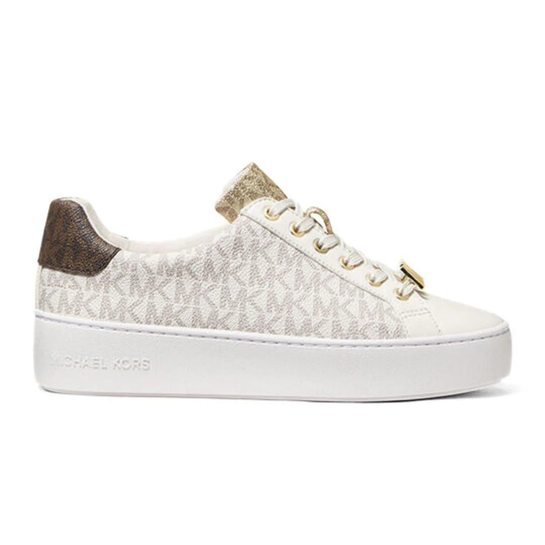 Michael Kors Women’s Poppy Logo Sneakers – Beige Platform Sneakers, Size 8 MK-SHOES-020
