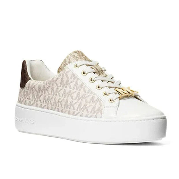 Michael Kors Women’s Poppy Logo Sneakers – Beige Platform Sneakers, Size 8 MK-SHOES-020
