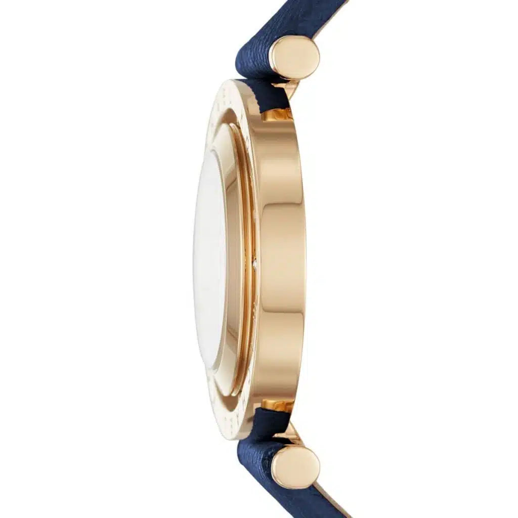 Michael Kors Averi MK2526 Women's Watch – Gold Dial, Blue Genuine Leather Strap, Quartz Movement