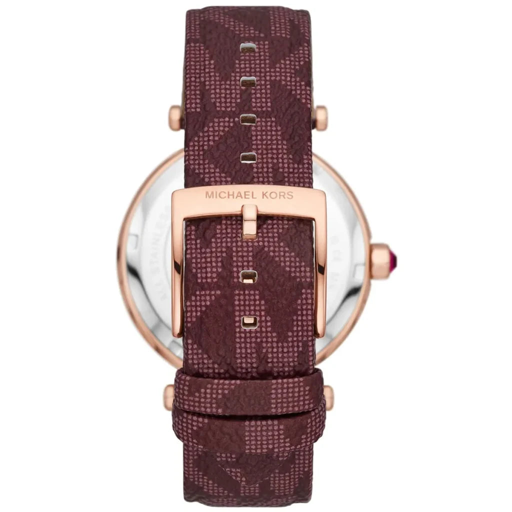 Michael Kors Women’s Analog Watch MK2974 – Rose Gold Dial with Burgundy Strap