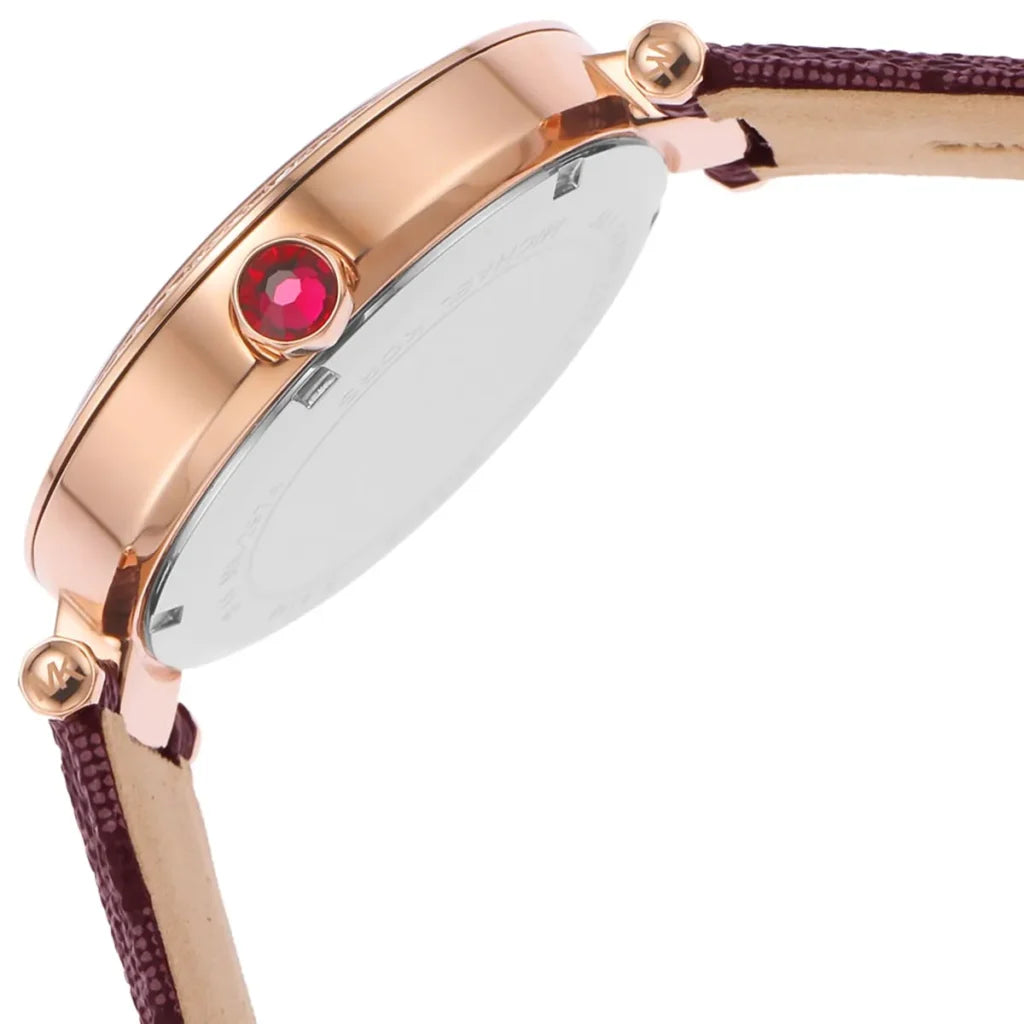 Michael Kors Women’s Analog Watch MK2974 – Rose Gold Dial with Burgundy Strap