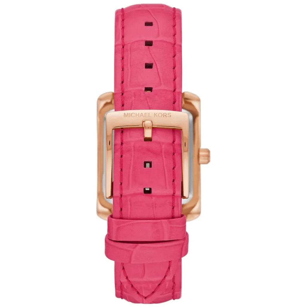 Michael Kors Emery MK2984 Women’s Watch – Rose Gold Square Dial, Pink Genuine Leather Strap, 33mm, Quartz Movement, 50M Water Resistant