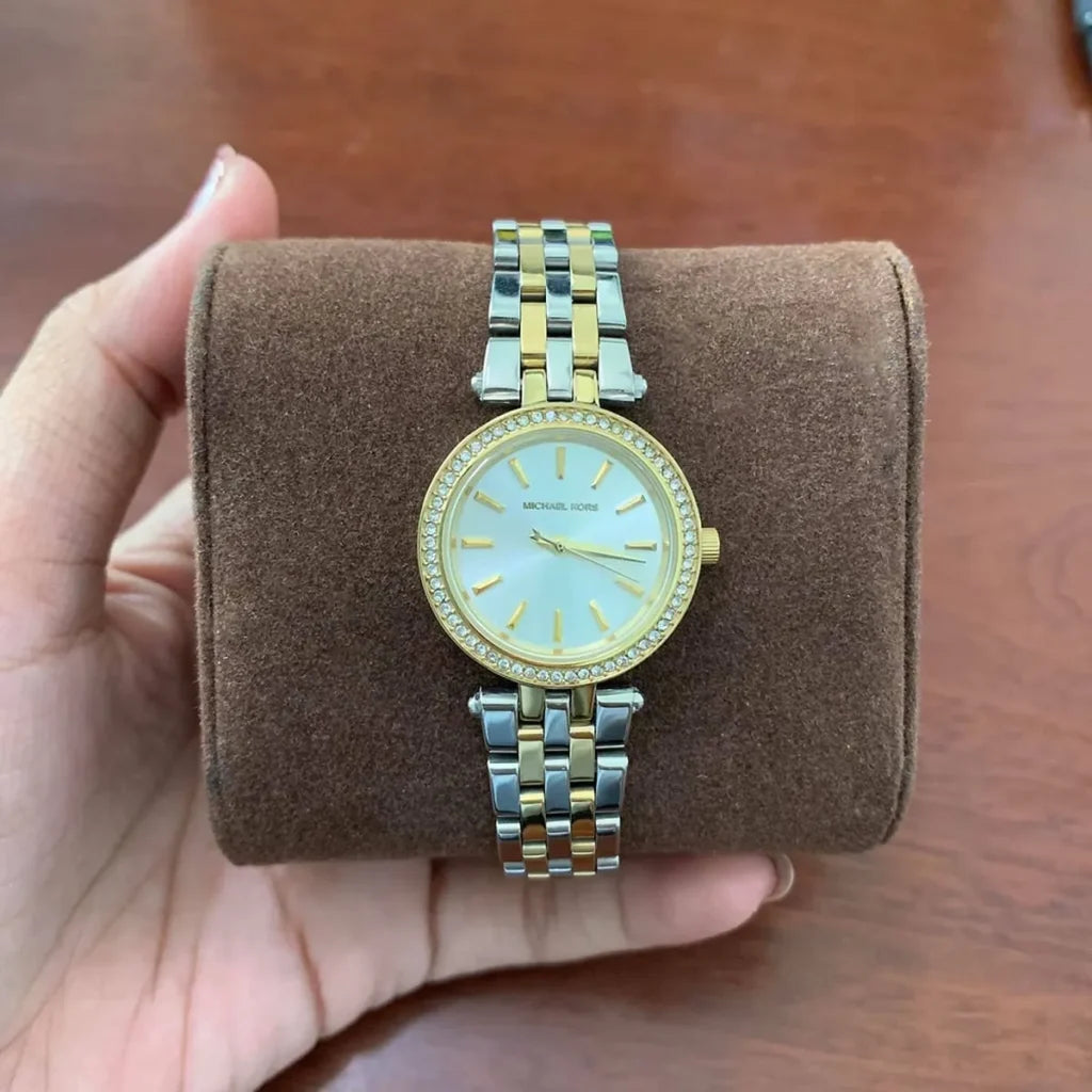 Michael Kors MK3323 Darci Petite Two-Tone Watch for Women – Silver Dial, 28mm