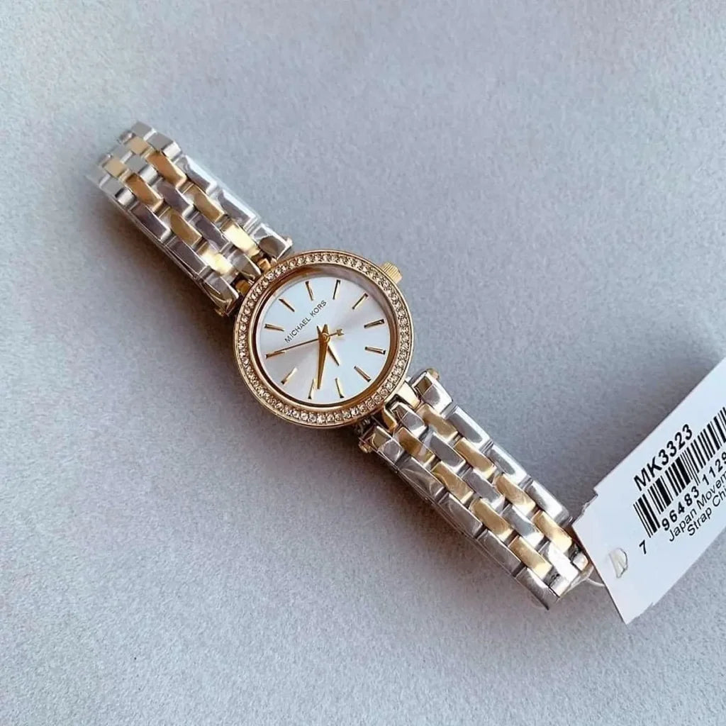 Michael Kors MK3323 Darci Petite Two-Tone Watch for Women – Silver Dial, 28mm